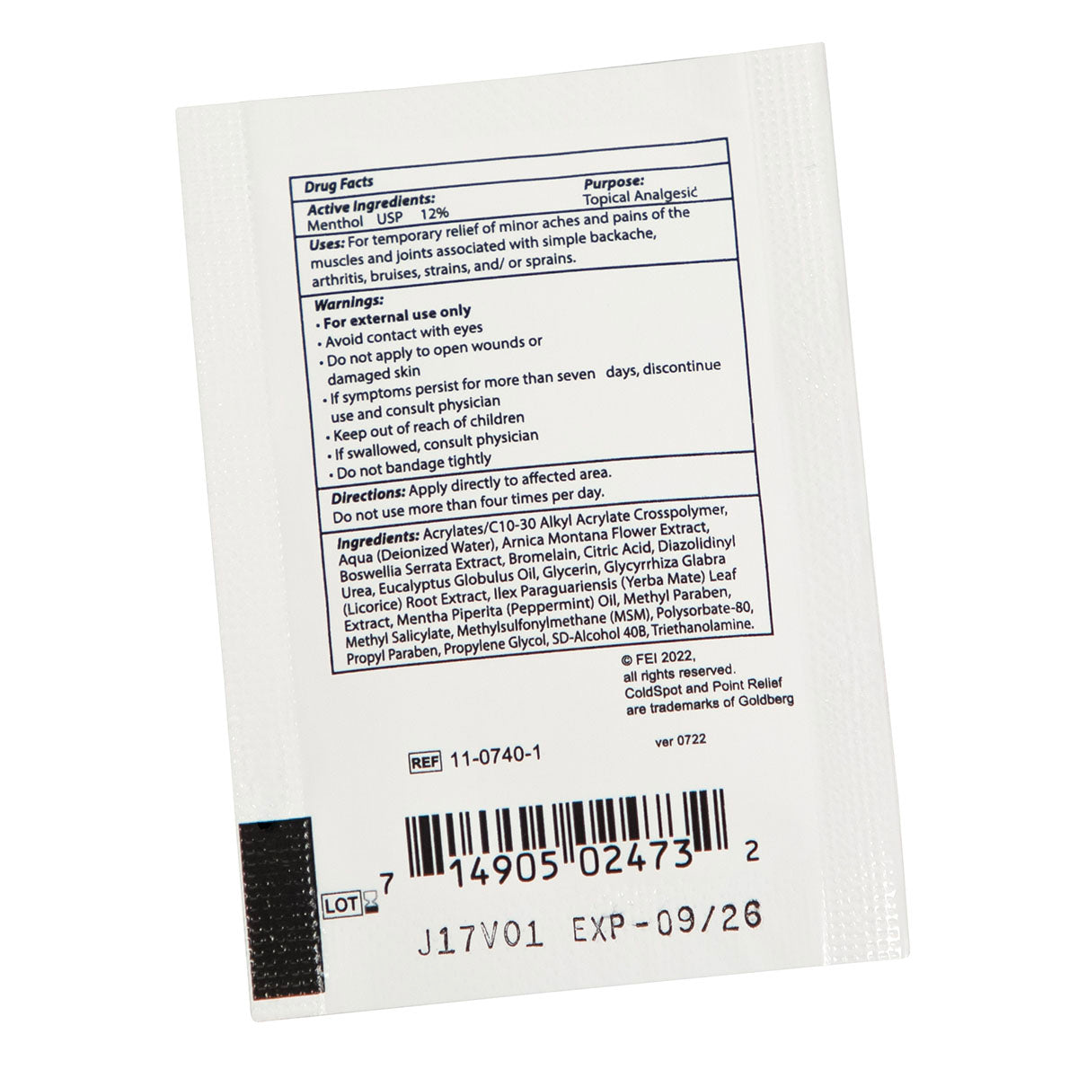 Point Relief ColdSpot Lotion - Gel Packet - 5 gram - 1 each