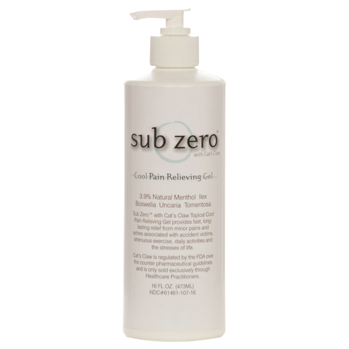 Sub Zero Gel - 16 oz pump bottle, case of 12