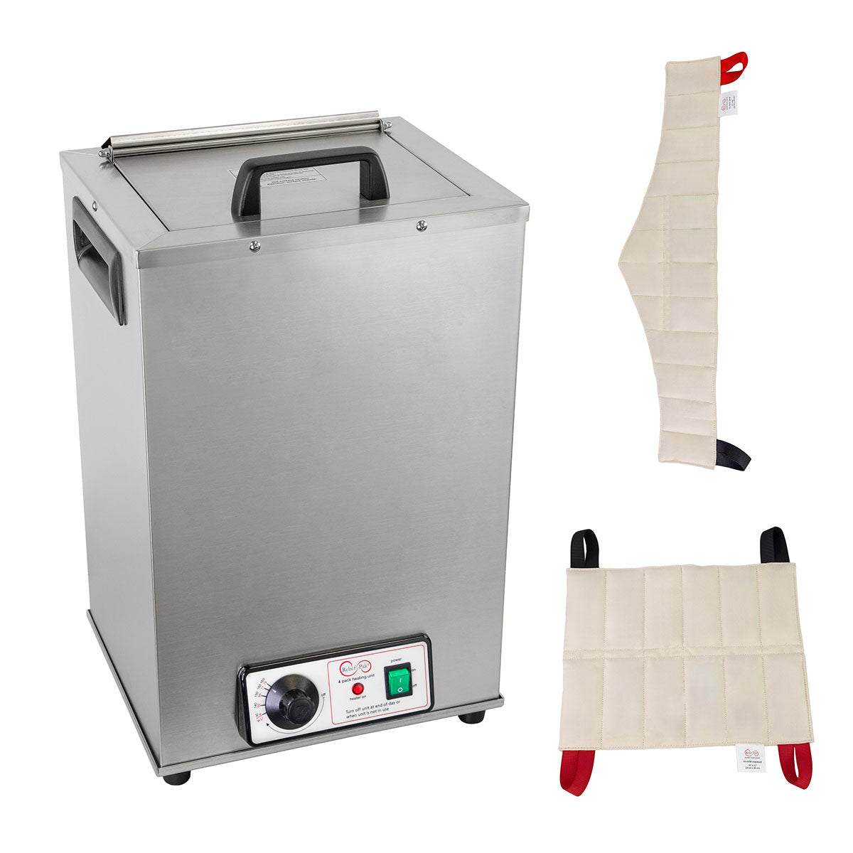 Relief Pak Heating Unit with Metal Top, 4-Pack Capacity, Stationary with (2) Standard and (2) Neck Packs, 110V