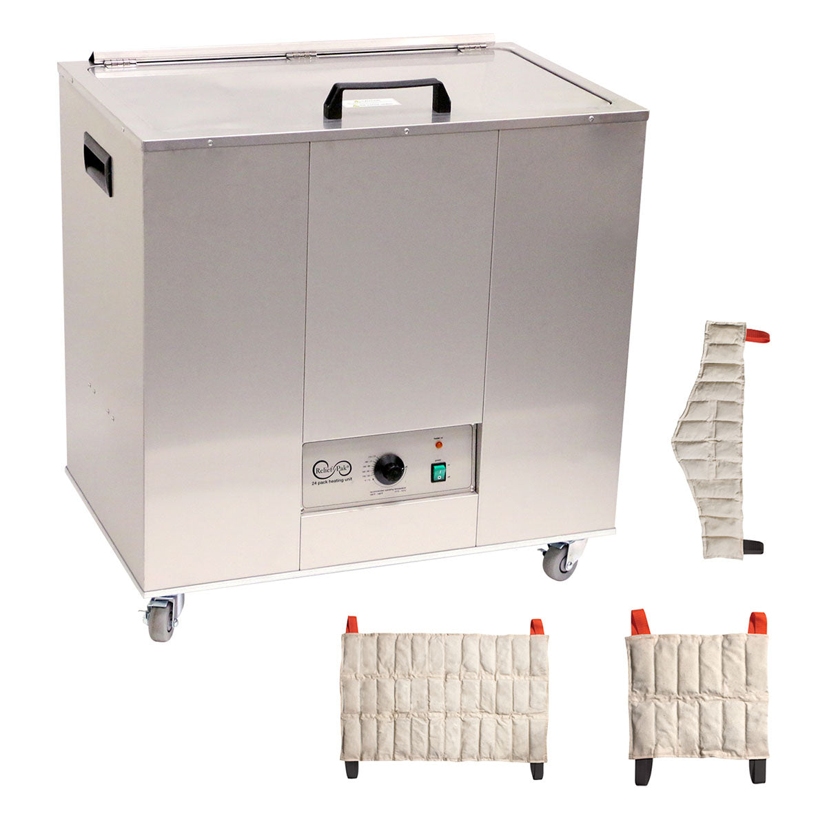 Relief Pak Heating Unit, 24-Pack Capacity, Mobile with (6) Standard, (6) Neck, (6) Oversize Packs, 220V