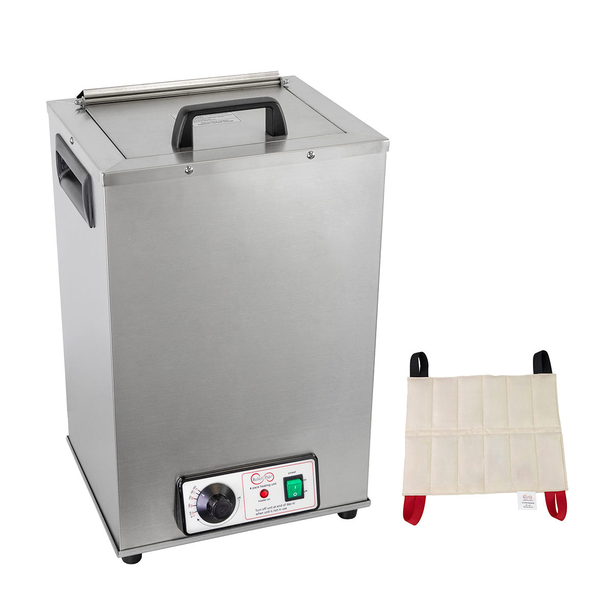 Relief Pak Heating Unit with Metal Top, 4-Pack Capacity, Stationary with (4) Standard Packs, 220V