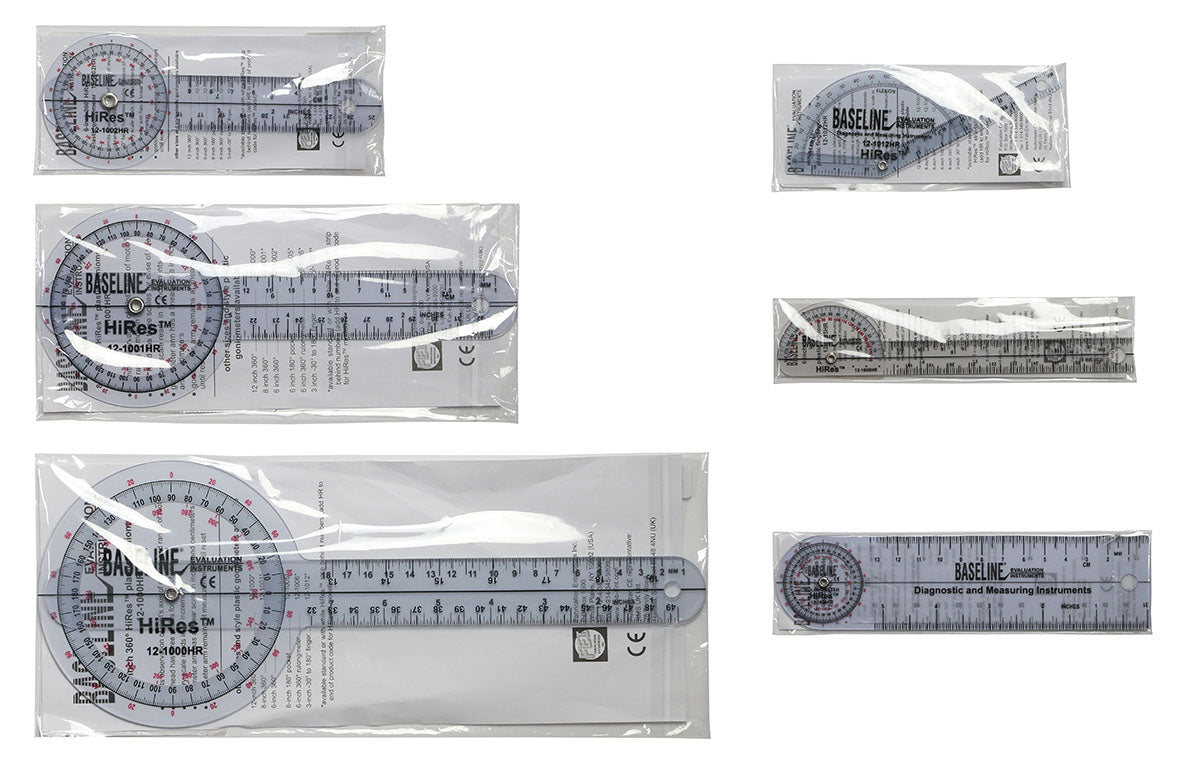 Baseline Plastic Goniometer - HiRes 6-piece Set