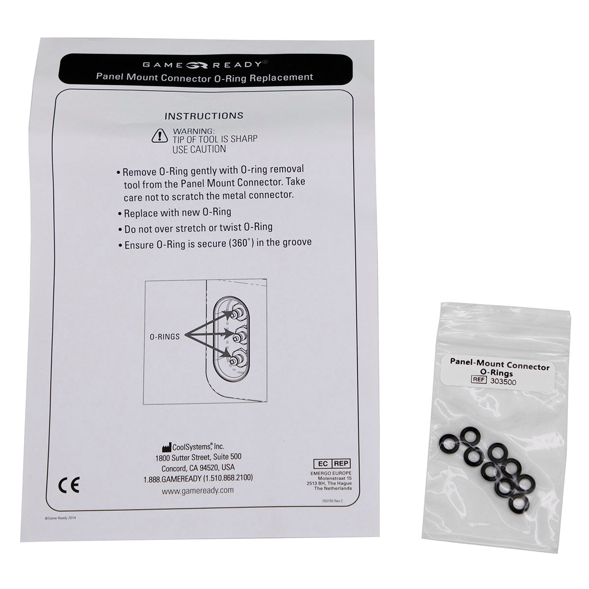 Game Ready GRPro 2.1 Accessory - Panel Mount Replacement O-Rings (Includes 9 O-Rings)