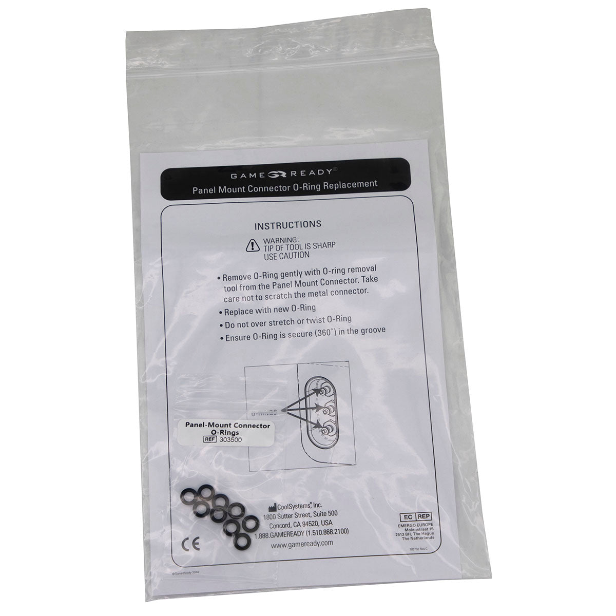 Game Ready GRPro 2.1 Accessory - Panel Mount Replacement O-Rings (Includes 9 O-Rings)