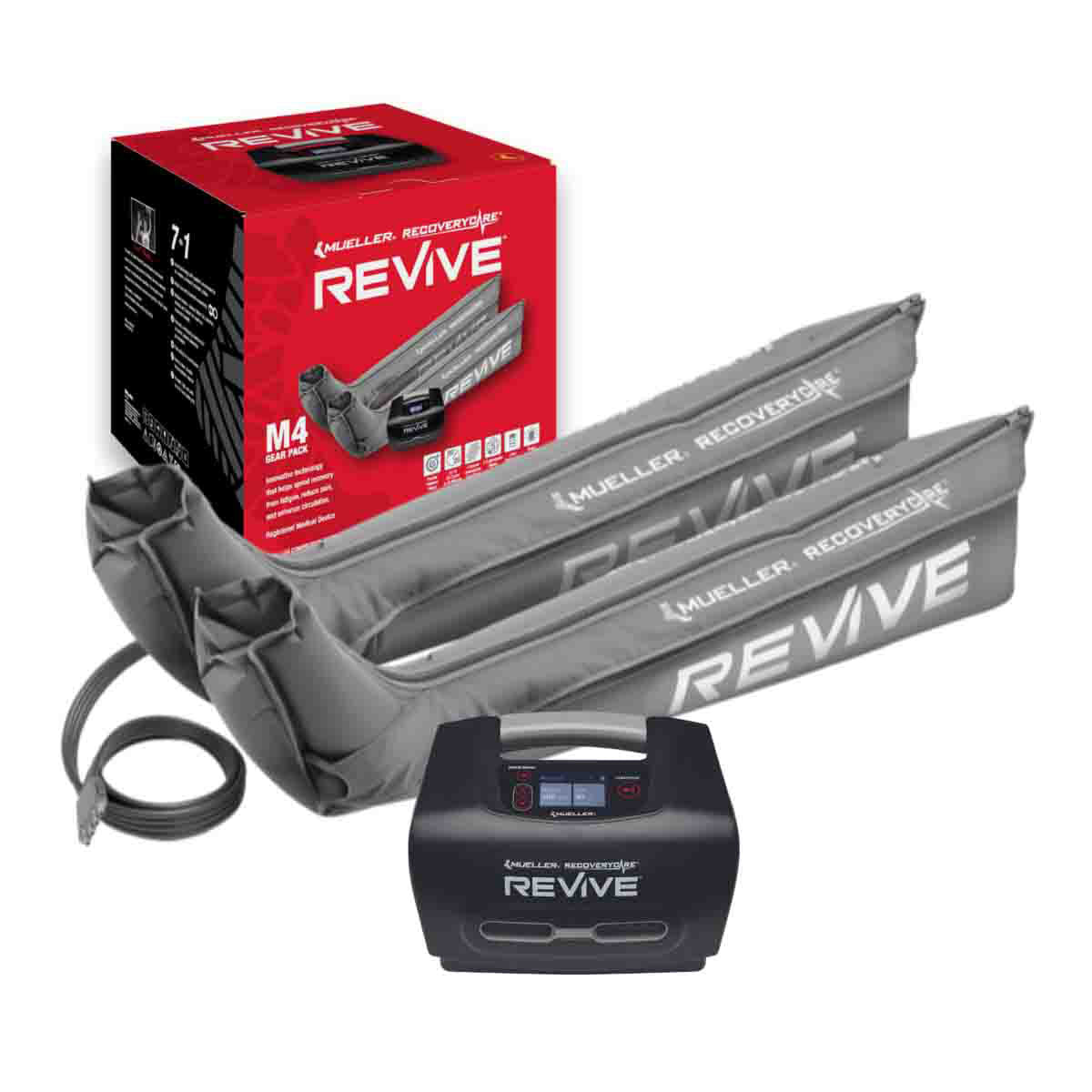 Mueller RecoveryCare REVIVE, M4 Gear Pack, Console and Full Leg Boot (Medium, Pair, Grey)
