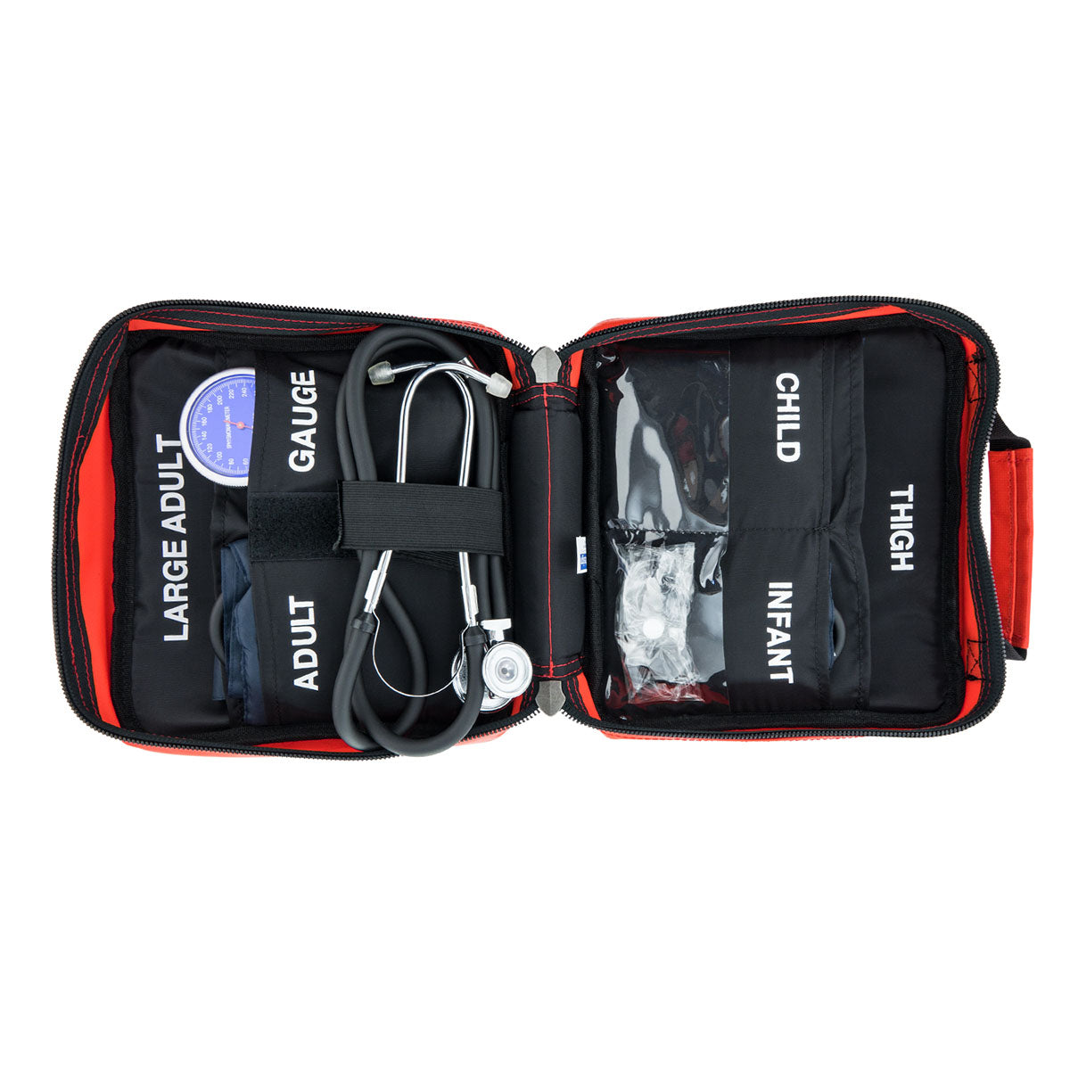 Blood Pressure Multi-cuff Kit 5 with XL High Contrast Gauge and Stethoscope, Red