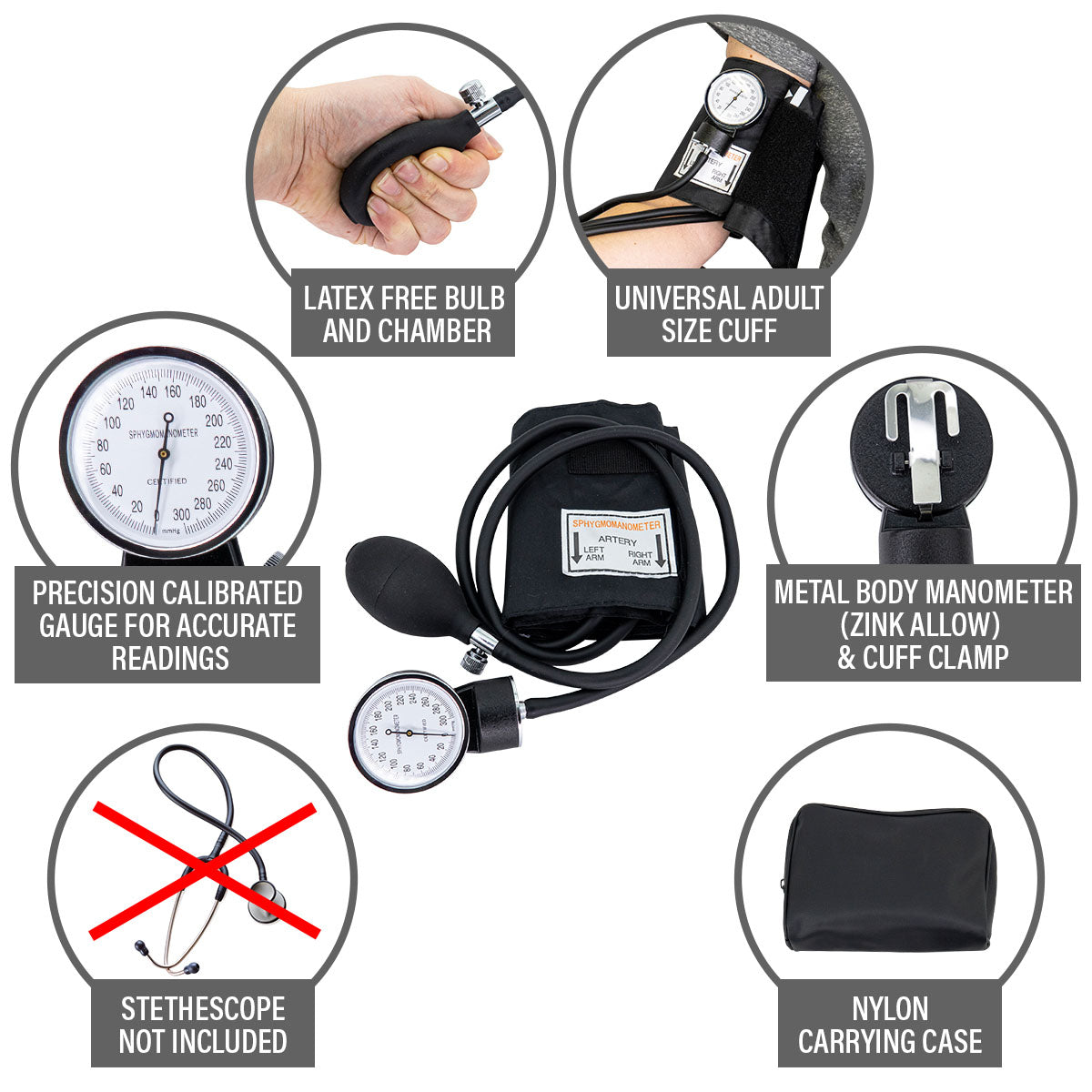 Blood Pressure Cuffs, Adult, Black