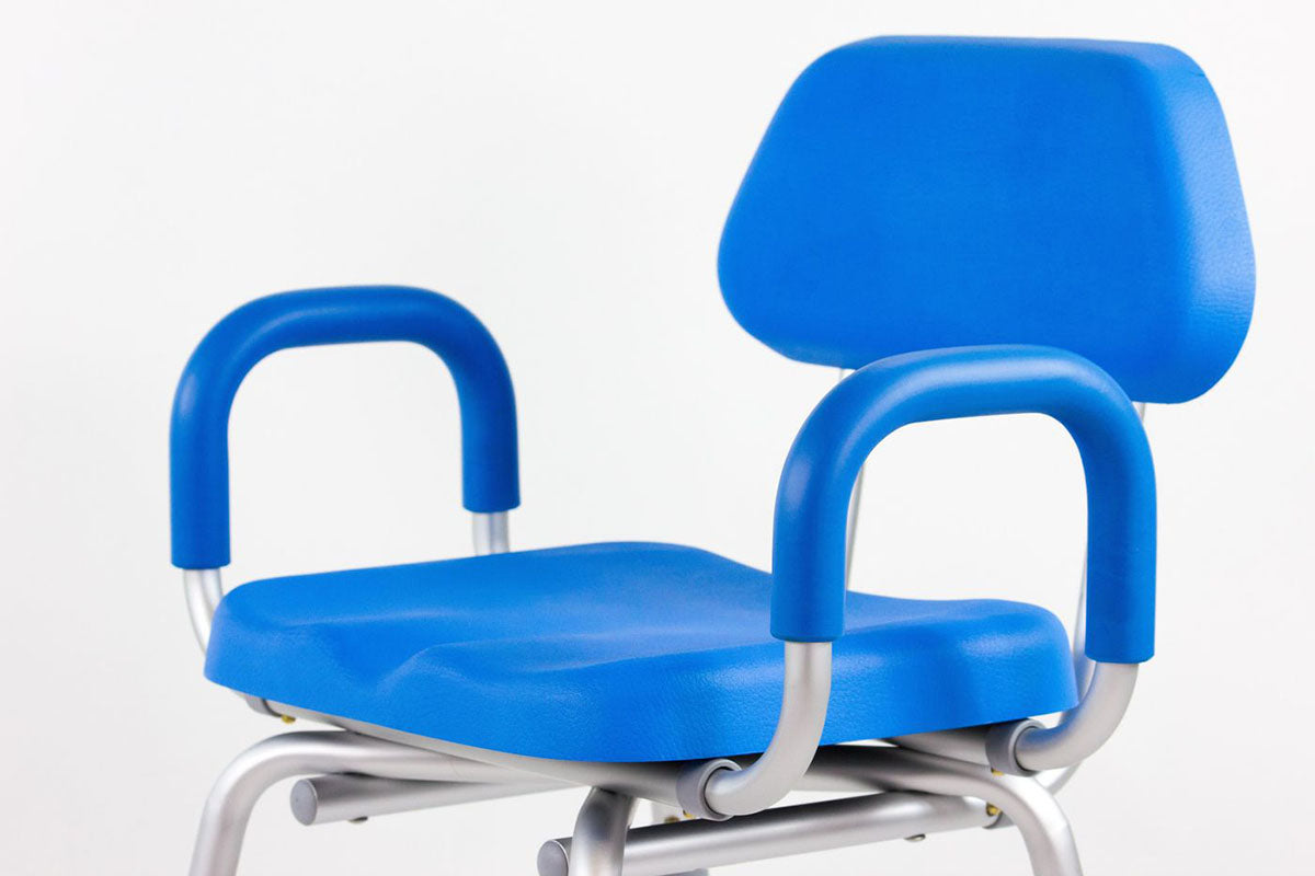 Comfortable Shower Chair, Padded Backrest and Armrests, Blue