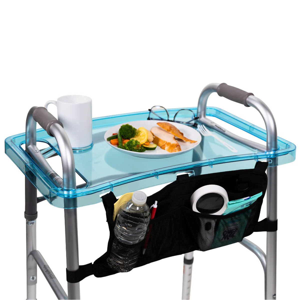 StrongArm Clear View Walker Tray and Bag, Blue