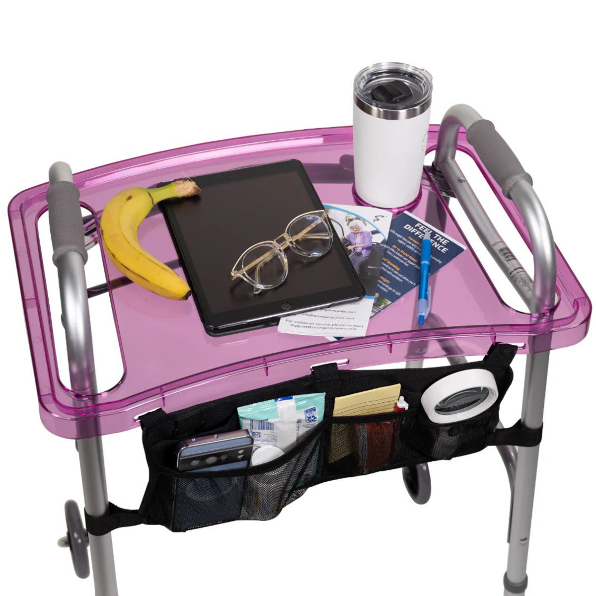 StrongArm Clear View Walker Tray and Bag, Purple