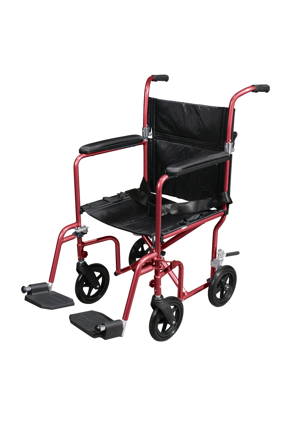Drive, Flyweight Lightweight Transport Wheelchair with Removable Wheels, Red