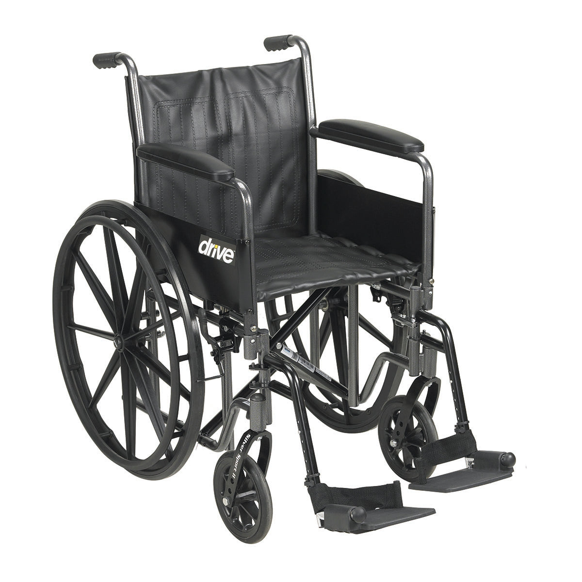 Drive, Silver Sport 2 Wheelchair, Detachable Full Arms, Swing away Footrests, 16