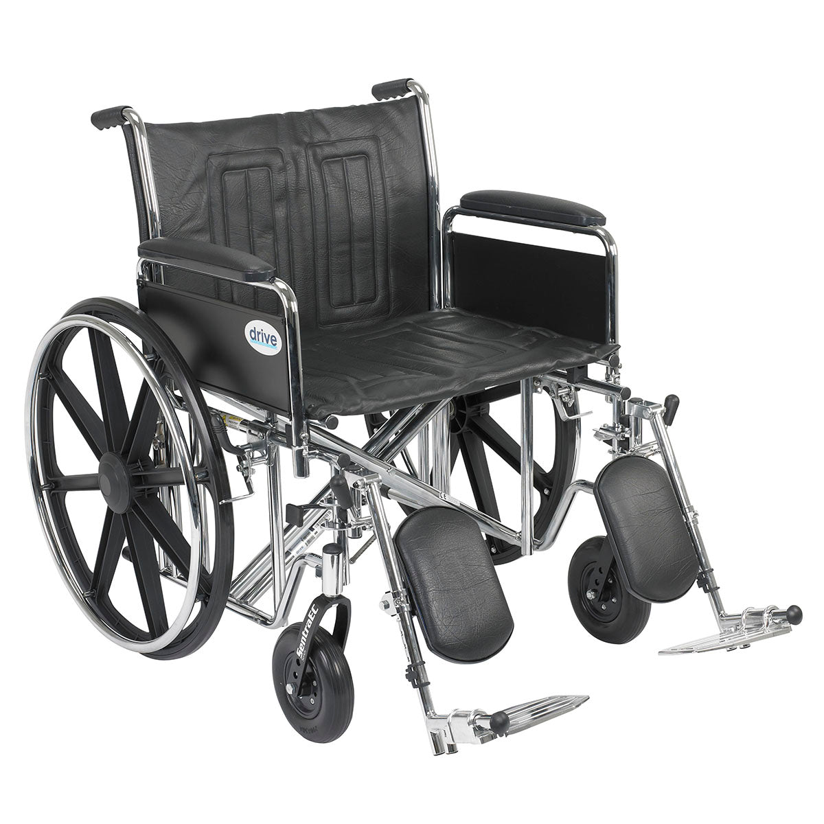 Drive, Sentra EC Heavy Duty Wheelchair, Detachable Full Arms, Elevating Leg Rests, 24