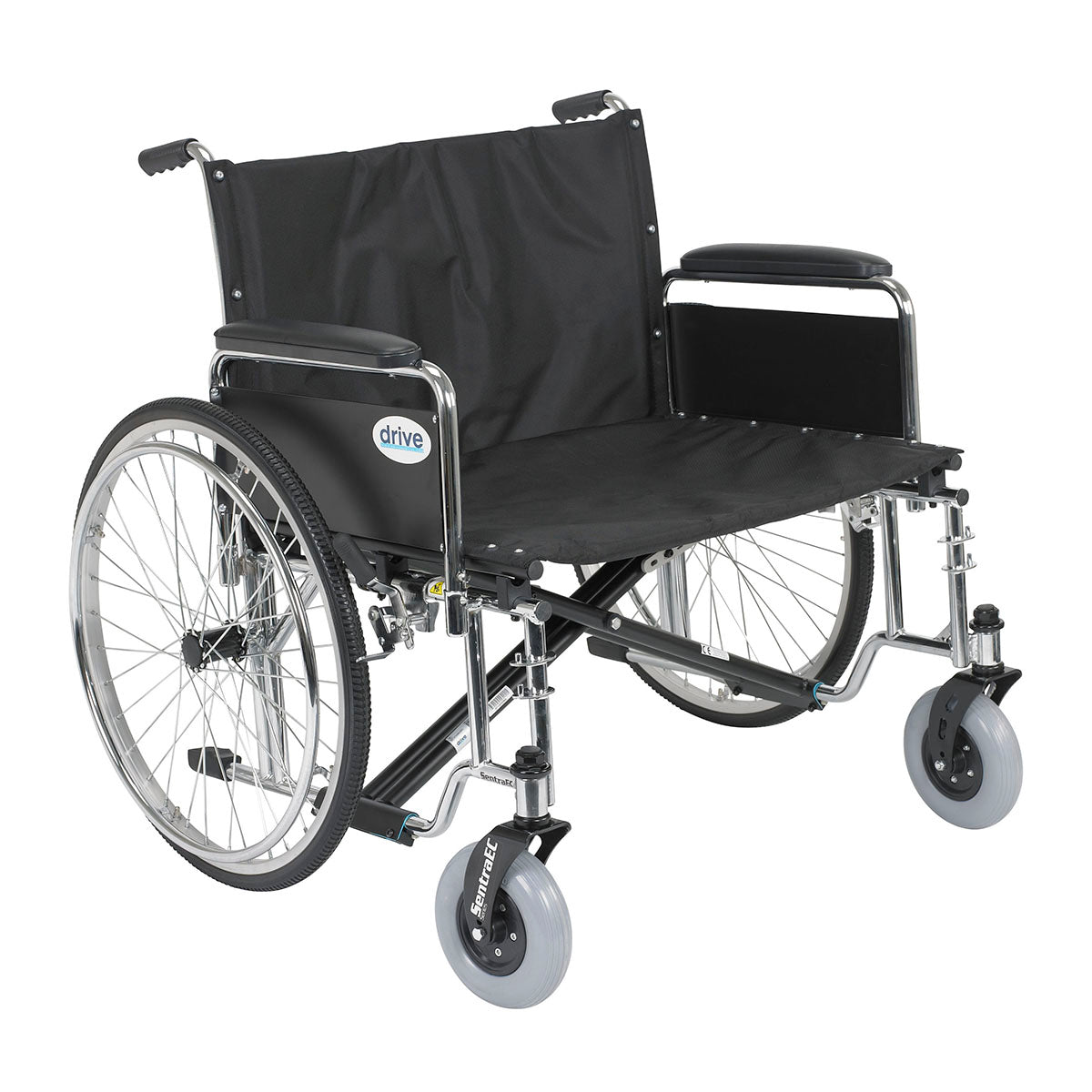 Drive, Sentra EC Heavy Duty Extra Wide Wheelchair, Detachable Full Arms, 28
