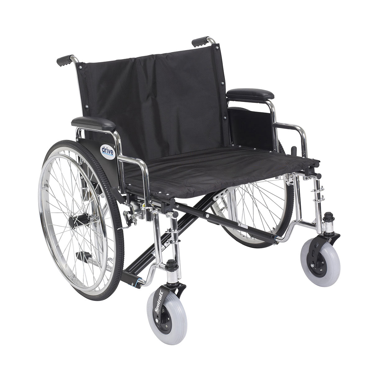 Drive, Sentra EC Heavy Duty Extra Wide Wheelchair, Detachable Desk Arms, 26