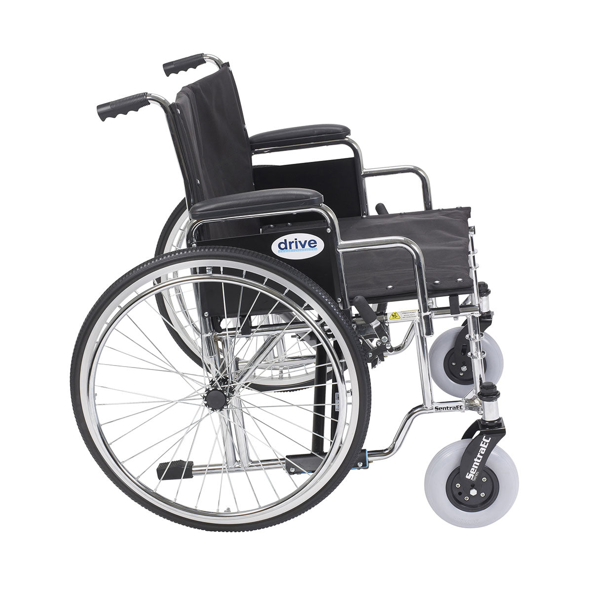 Drive, Sentra EC Heavy Duty Extra Wide Wheelchair, Detachable Desk Arms, 26