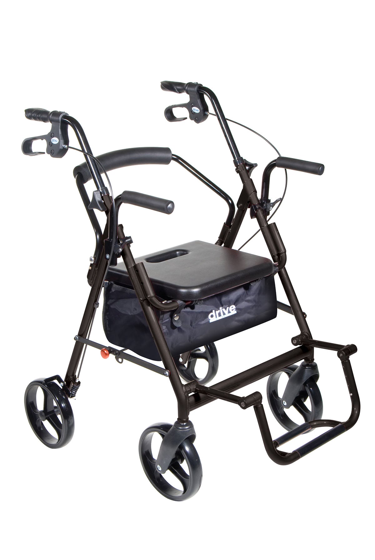 Drive, Duet Dual Function Transport Wheelchair Rollator Rolling Walker, Black