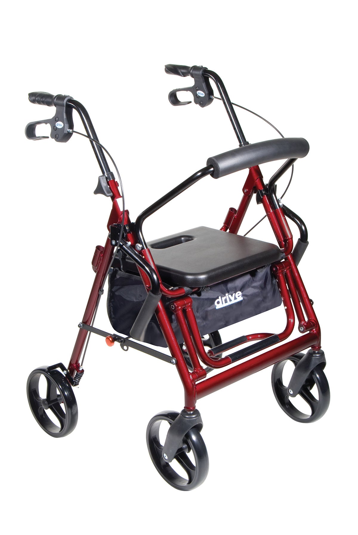 Drive, Duet Dual Function Transport Wheelchair Rollator Rolling Walker, Burgundy