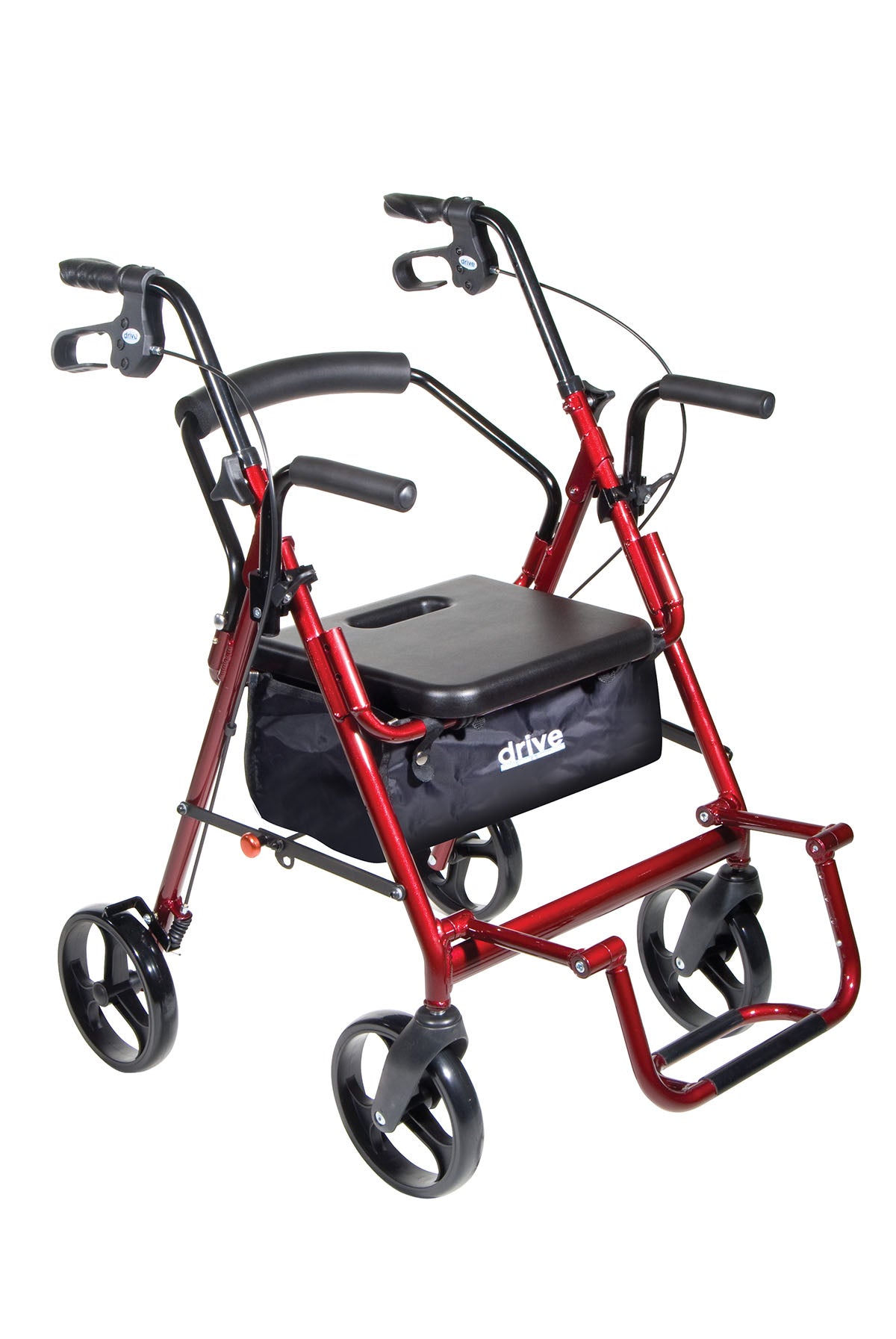 Drive, Duet Dual Function Transport Wheelchair Rollator Rolling Walker, Burgundy