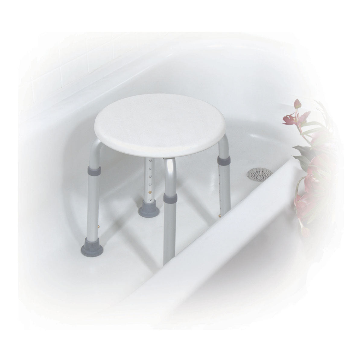 Drive, Adjustable Height Bath Stool, White