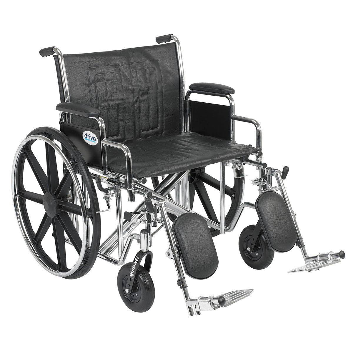 Drive, Sentra EC Heavy Duty Wheelchair, Detachable Desk Arms, Elevating Leg Rests, 24